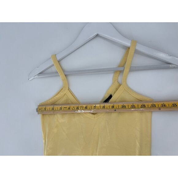 Moda International Tank Top Womens Small Yellow V Neck 100% Cotton Y2K Sheer - Picture 12 of 15
